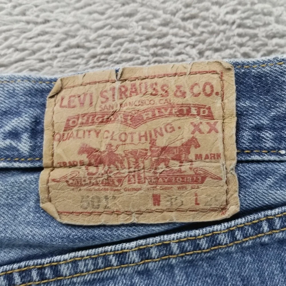 Levis 501 Jeans Mens 36x29 Blue Straight Button Fly Mid Rise‎ Medium Wash Y2K